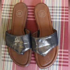 Johnston & Murphy Metallic Black Slide Sandals Women’s 7M